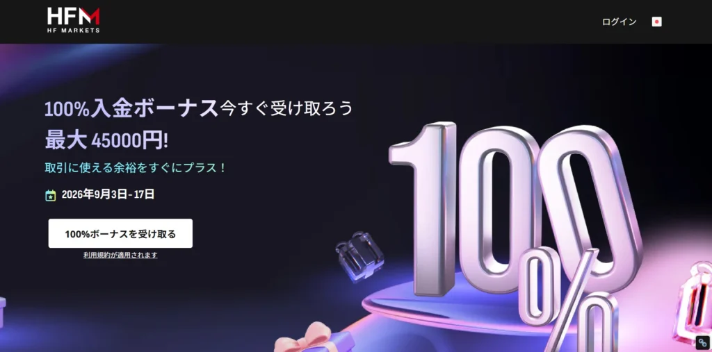 11位のHFMは20%入金ボーナス