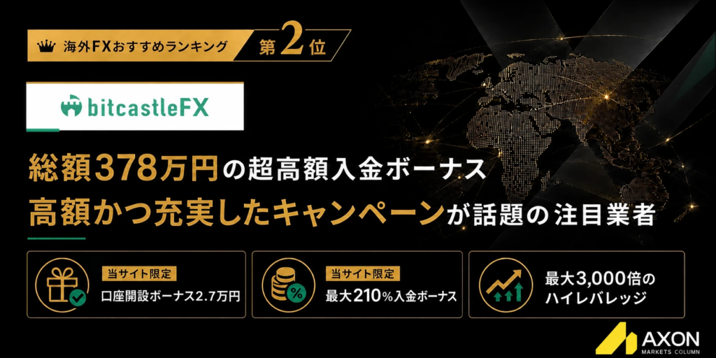 海外FXおすすめ業者比較ランキング2位はbitcastleFX